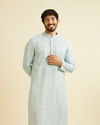 Aqua Green Chikankari Inspired Floral Buta Print Kurta Set